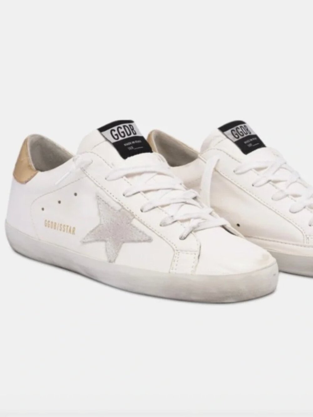 Golden Goose Women's Super-Star - grey suede star and gold heel tab Size 37
